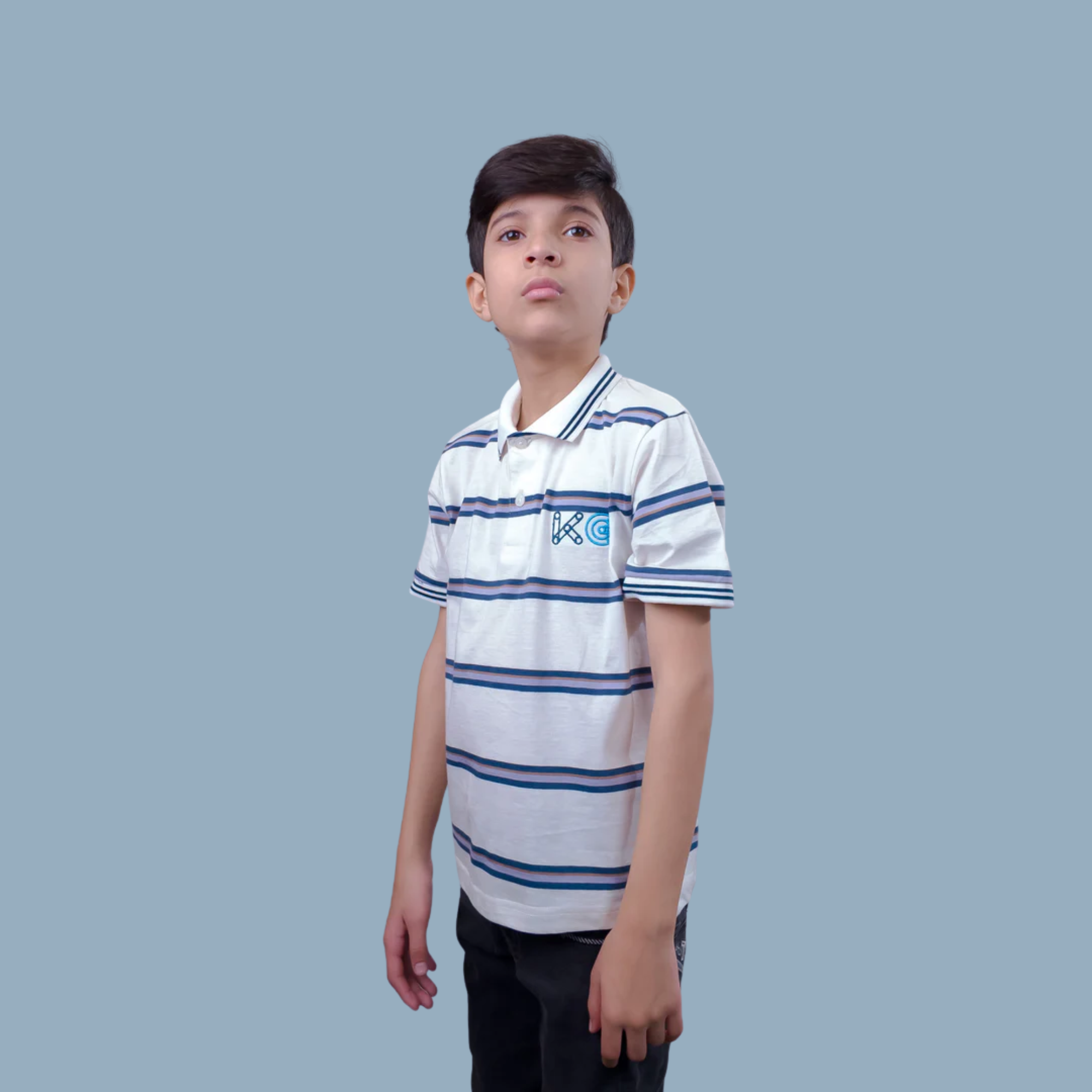 White Striped Polo Shirt | (Ages 2-14)